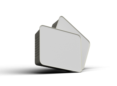 Şeffaf bir arkaplanda izole edilmiş küçük dikdörtgen yiyecek folyo tepsisinin 3D görüntüsü