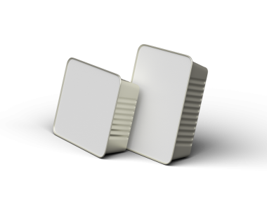 Şeffaf bir arkaplanda izole edilmiş küçük dikdörtgen yiyecek folyo tepsisinin 3D görüntüsü