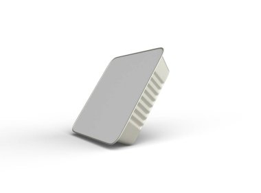 Hafif bir arka planda izole edilmiş büyük kare yiyecek folyo tepsisinin 3D görüntüsü