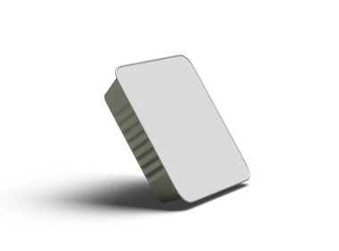 Hafif bir arka planda izole edilmiş büyük kare yiyecek folyo tepsisinin 3D görüntüsü