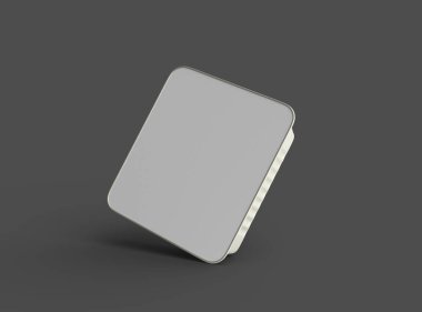Koyu bir arka planda izole edilmiş büyük kare yiyecek folyo tepsisinin 3D görüntüsü 