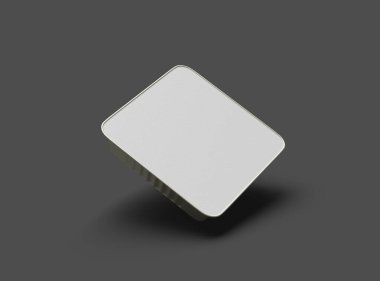 Koyu bir arka planda izole edilmiş büyük kare yiyecek folyo tepsisinin 3D görüntüsü 