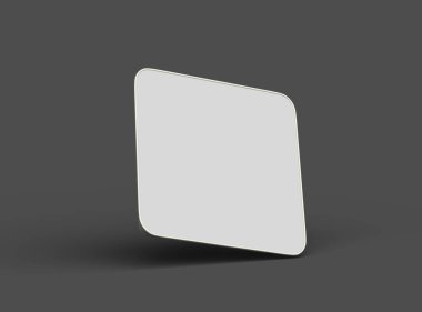 Koyu bir arka planda izole edilmiş büyük kare yiyecek folyo tepsisinin 3D görüntüsü 