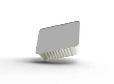 Hafif bir arka planda izole edilmiş küçük bir besin folyo tepsisinin 3D görüntüsü