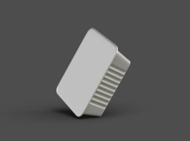 Koyu bir arka planda izole edilmiş küçük bir besin folyo tepsisinin 3D görüntüsü