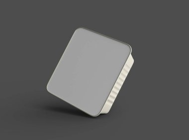 Koyu bir arka planda izole edilmiş küçük bir besin folyo tepsisinin 3D görüntüsü