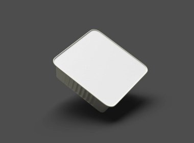 Koyu bir arka planda izole edilmiş küçük bir besin folyo tepsisinin 3D görüntüsü