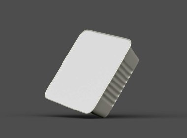 Koyu bir arka planda izole edilmiş küçük bir besin folyo tepsisinin 3D görüntüsü