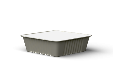 Şeffaf bir arkaplanda izole edilmiş küçük bir besin folyo tepsisinin 3D görüntüsü