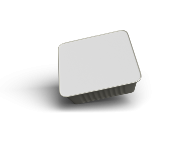 Şeffaf bir arkaplanda izole edilmiş küçük bir besin folyo tepsisinin 3D görüntüsü