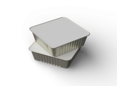 Şeffaf bir arkaplanda izole edilmiş küçük bir besin folyo tepsisinin 3D görüntüsü