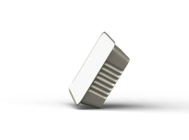 Açık bir arkaplanda izole edilmiş 3D kare yiyecek folyo tepsisinin görüntüsü 