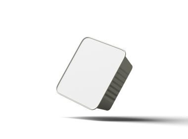 Şeffaf bir arkaplanda izole edilmiş 3D kare yiyecek folyo tepsisi resmi