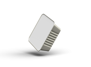 Şeffaf bir arkaplanda izole edilmiş 3D kare yiyecek folyo tepsisi resmi