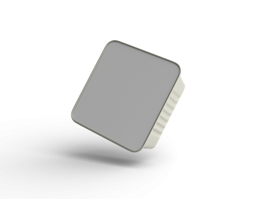 Şeffaf bir arkaplanda izole edilmiş 3D kare yiyecek folyo tepsisi resmi