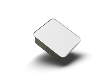 Şeffaf bir arkaplanda izole edilmiş 3D kare yiyecek folyo tepsisi resmi