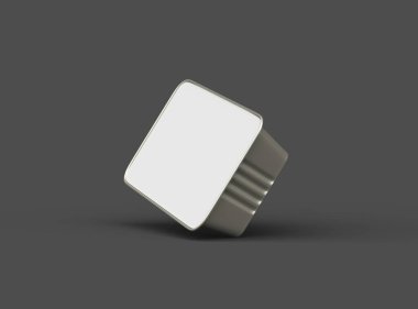 Dar dörtgen yiyecek folyo tepsisinin karanlık bir arkaplanda izole edilmiş 3D görüntüsü 