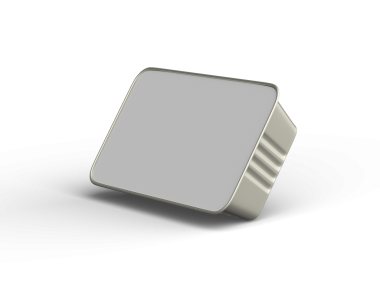 Dar bir dikdörtgen yiyecek folyo tepsisinin şeffaf bir arkaplanda izole edilmiş 3d resmi