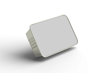 Dar bir dikdörtgen yiyecek folyo tepsisinin şeffaf bir arkaplanda izole edilmiş 3d resmi