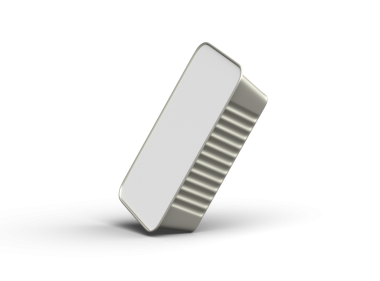 Dar bir dikdörtgen yiyecek folyo tepsisinin şeffaf bir arkaplanda izole edilmiş 3d resmi