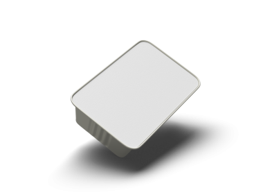 Dar bir dikdörtgen yiyecek folyo tepsisinin şeffaf bir arkaplanda izole edilmiş 3d resmi