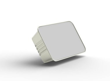 Dar dörtgen yiyecek folyo tepsisinin 3 boyutlu görüntüsü hafif bir arkaplanda izole edilmiş. 