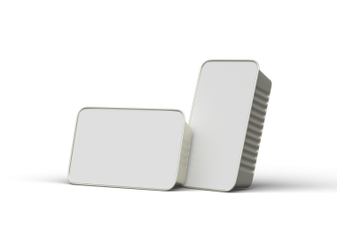 Dar bir dikdörtgen yiyecek folyo tepsisinin şeffaf bir arkaplanda izole edilmiş 3d resmi