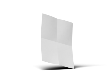 Şeffaf bir arkaplanda izole edilmiş bir kağıdın A4 eğimli bir resminin 3D görüntüsü