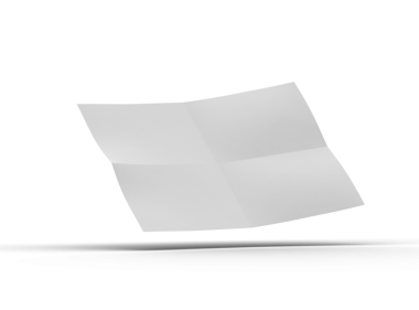 Şeffaf bir arkaplanda izole edilmiş bir kağıdın A4 eğimli bir resminin 3D görüntüsü