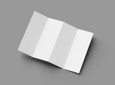 Açık gri bir arkaplanda paralel bükümlü bir A4 kağıdının 3D görüntüsü 