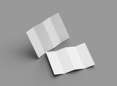 Açık gri bir arkaplanda paralel bükümlü bir A4 kağıdının 3D görüntüsü 