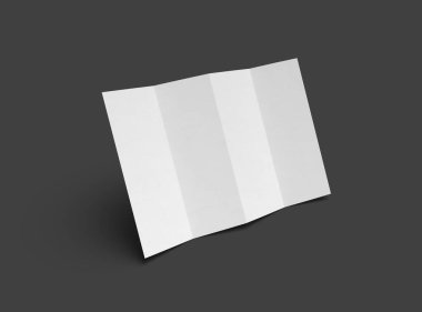 Karanlık bir arkaplanda paralel bükümlü bir A4 kağıdının 3d oluşturulmuş resmi 