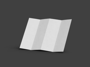 Karanlık bir arkaplanda paralel bükümlü bir A4 kağıdının 3d oluşturulmuş resmi 