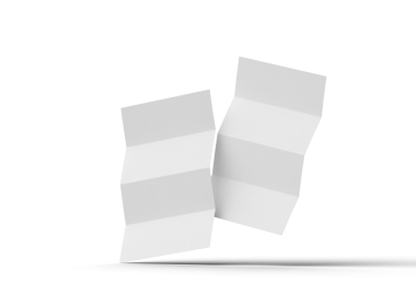 Şeffaf bir arkaplanda paralel bükümlü bir A4 kağıdının 3d oluşturulmuş resmi