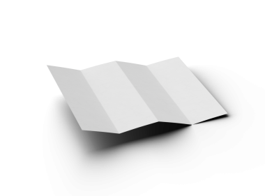 Şeffaf bir arkaplanda paralel bükümlü bir A4 kağıdının 3d oluşturulmuş resmi