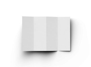 Şeffaf bir arkaplanda paralel bükümlü bir A4 kağıdının 3d oluşturulmuş resmi