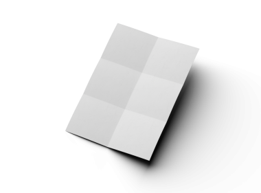 Şeffaf bir arkaplan üzerinde izole edilmiş kare bükümlü bir A4 kağıdının 3d oluşturulmuş resmi