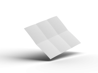 Şeffaf bir arkaplan üzerinde izole edilmiş kare bükümlü bir A4 kağıdının 3d oluşturulmuş resmi