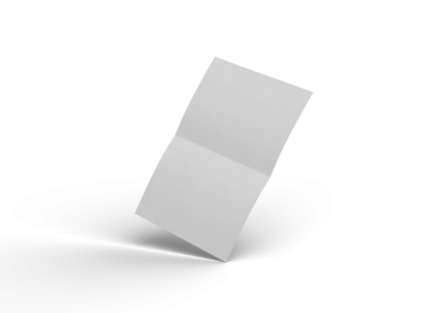 Merkezde, şeffaf bir arkaplanda izole edilmiş paralel bükümlü bir A4 kağıdının 3D görüntüsü