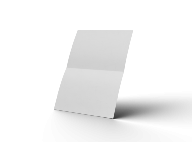 Merkezde, şeffaf bir arkaplanda izole edilmiş paralel bükümlü bir A4 kağıdının 3D görüntüsü