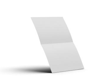 Merkezde, şeffaf bir arkaplanda izole edilmiş paralel bükümlü bir A4 kağıdının 3D görüntüsü