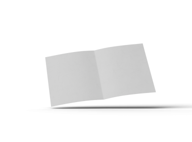 Merkezde, şeffaf bir arkaplanda izole edilmiş paralel bükümlü bir A4 kağıdının 3D görüntüsü