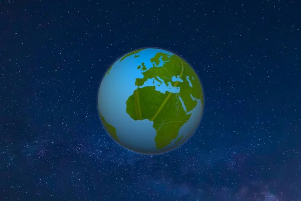 Планета Земля Зеленой Текстурой Листа Вид Космоса Млечный Путь Фон — стоковое фото