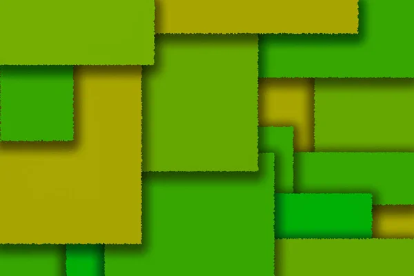 Żółte Zielone Abstrakcyjne Kształty Geometryczne Cieniami Pomarszczona Powierzchnia Postrzępione Krawędzie — Zdjęcie stockowe