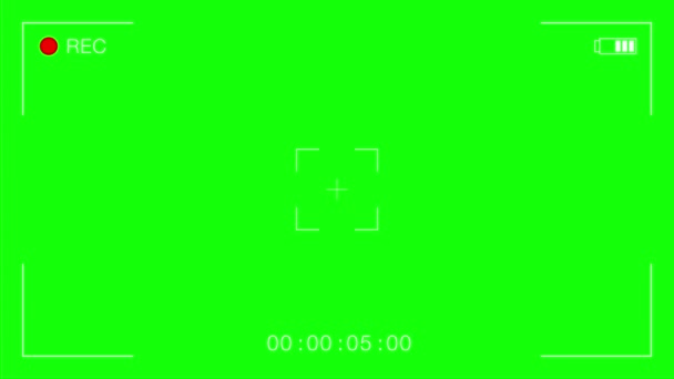 Video Camera Frame Viewfinder Overlay Timer Chroma Key Background Template — Stock Video