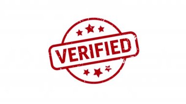 Doğrulandı - Damga, damga, mühür şablonu. 4K Video Hareketi Grafik Görüntüsü. Krom anahtar. Alfa Kanalı