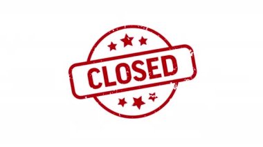 Kapalı - Damga, damga, mühür şablonu. 4K Video Hareketi Grafik Görüntüsü. Krom anahtar. Alfa Kanalı