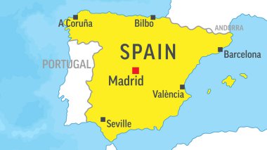 İspanya haritası. Dünya Haritasını Yakınlaştır. Vektör Stok Resimleri