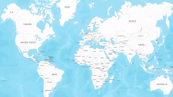 イタリア地図 世界地図上でズーム 4Kビデオ映像 モーショングラフィックス — ストック動画
