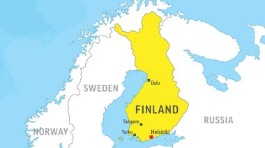 Finlandiya haritası. Dünya Haritasını Yakınlaştır. Vektör Stok Resimleri